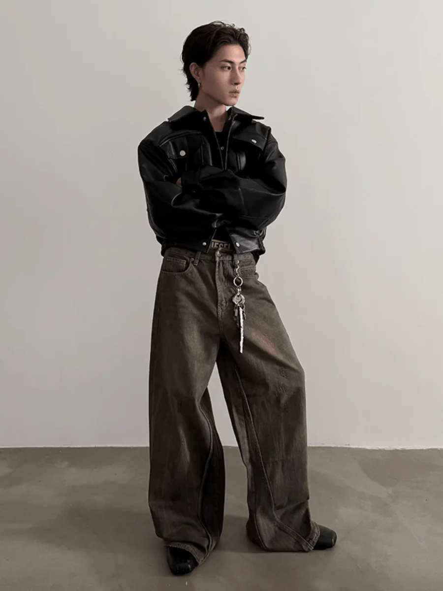 Brown Wide Leg Jeans FE0416