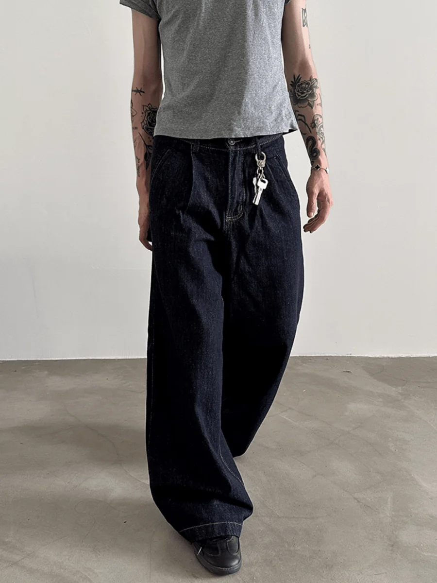 100% Cotton Wash Wide Leg Jeans FE0417
