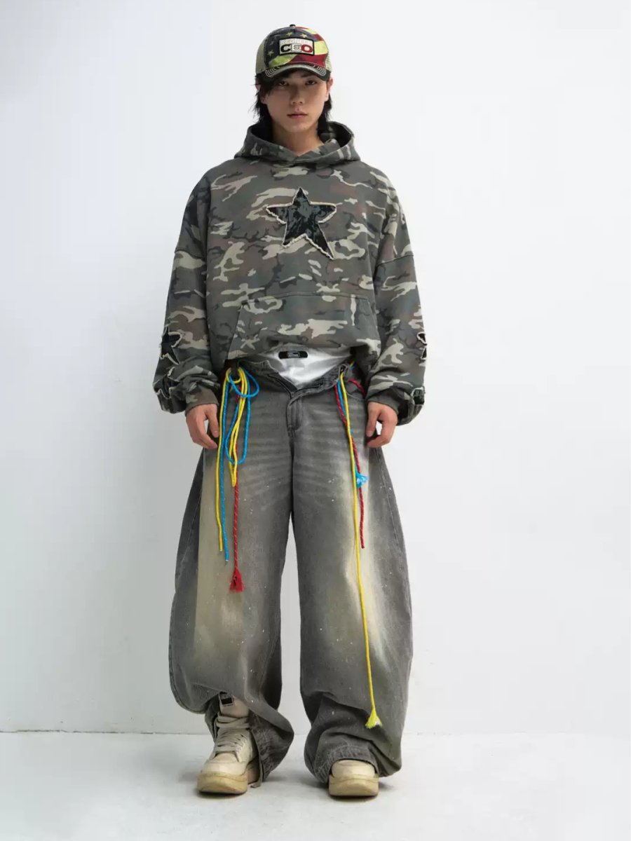 washed gray wide-legged jeans FE0107