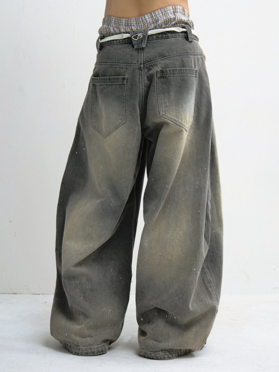 washed gray wide-legged jeans FE0107