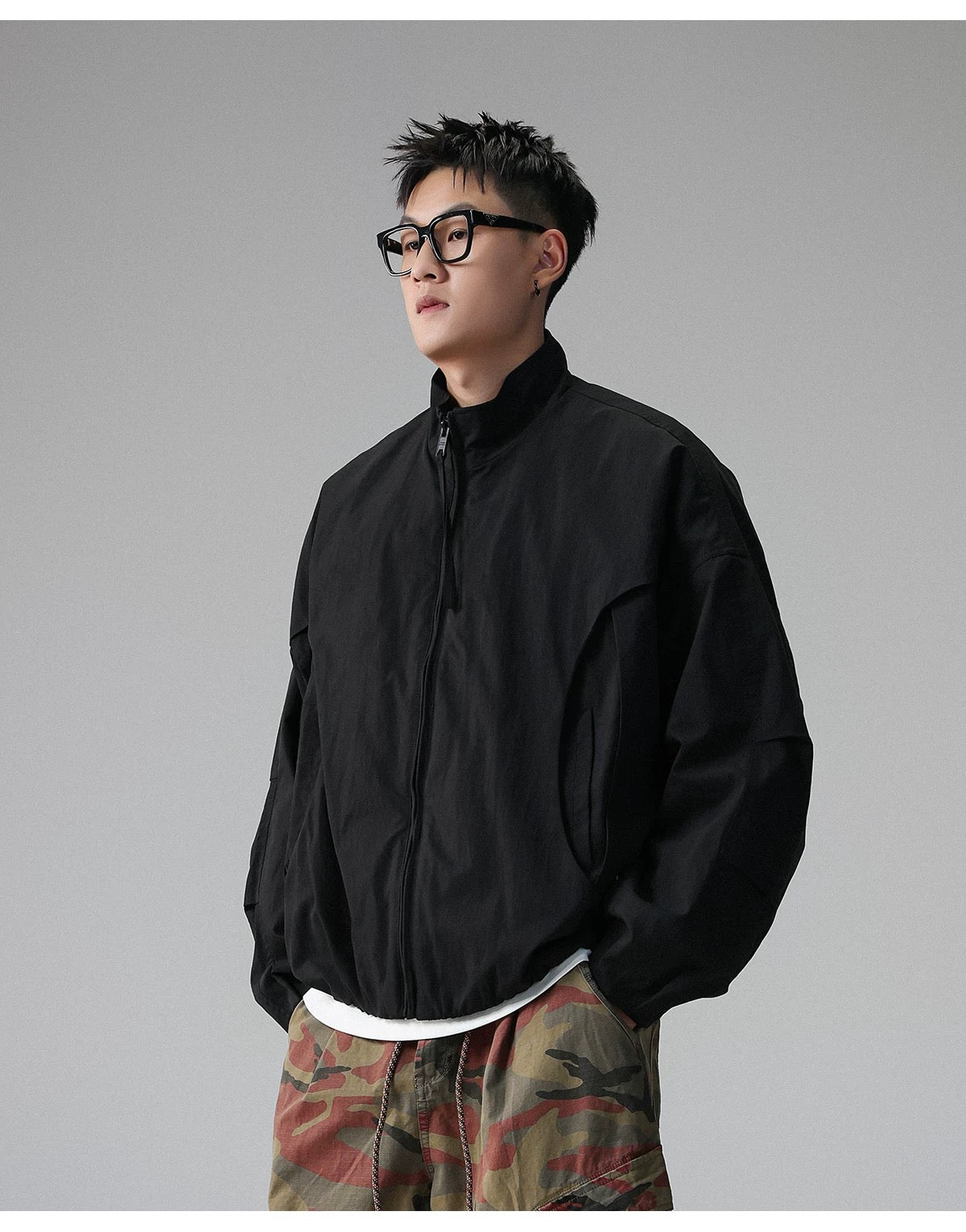 American Stand-Collar Jacket – Vintage Minimalist Streetwear Outerwear   FE0351