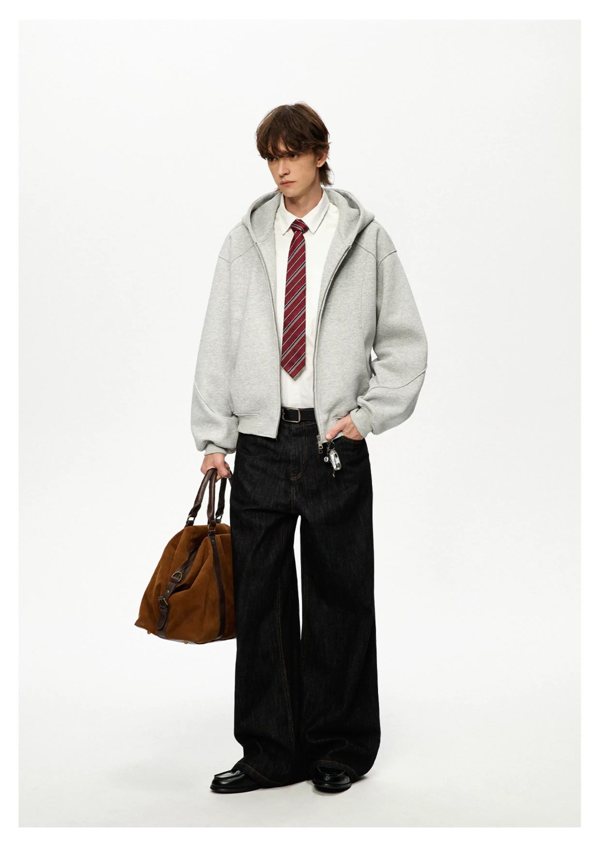 Men’s Cropped Zip-Up Hoodie – American Street Minimal Short Hoodie Jacket FE0003