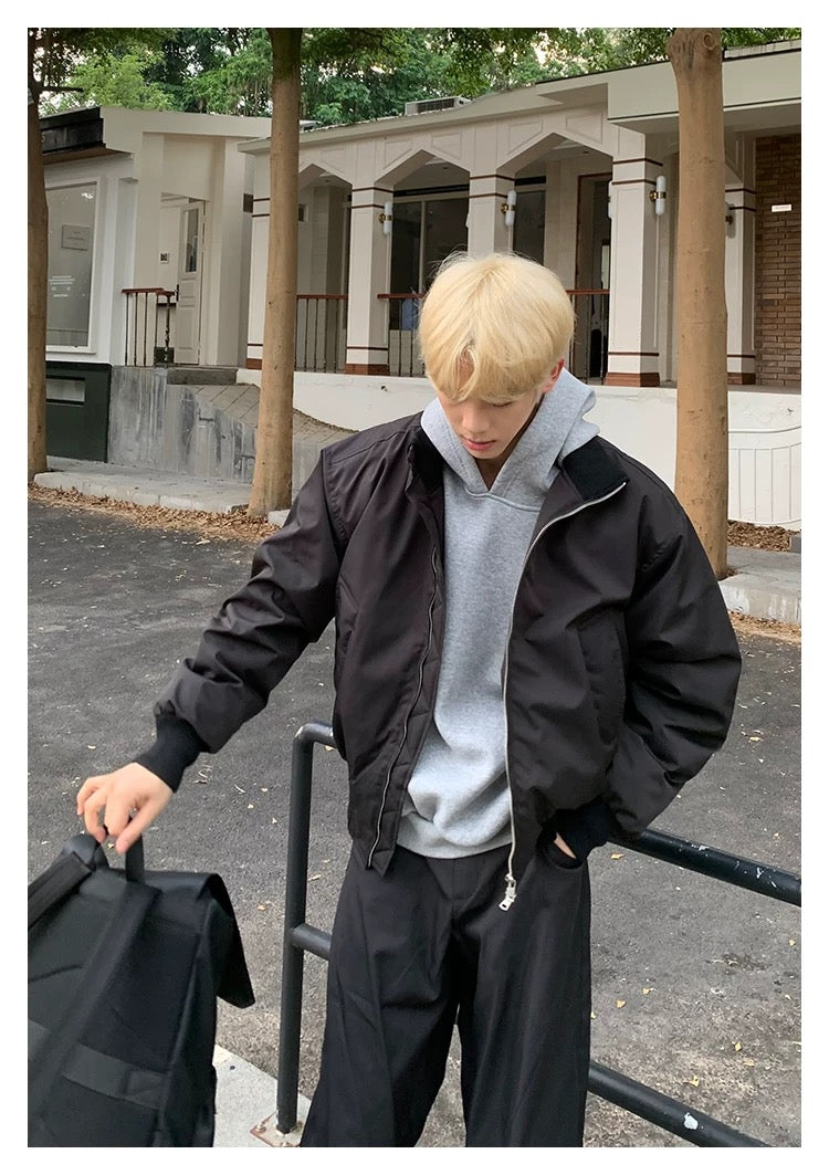 Men’s Short Padded Bomber Jacket – American Retro Street Winter Coat   FE0312