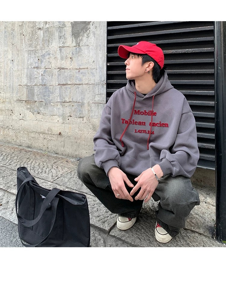 Men’s Vintage Brushed Embroidery Hoodie  FE0334