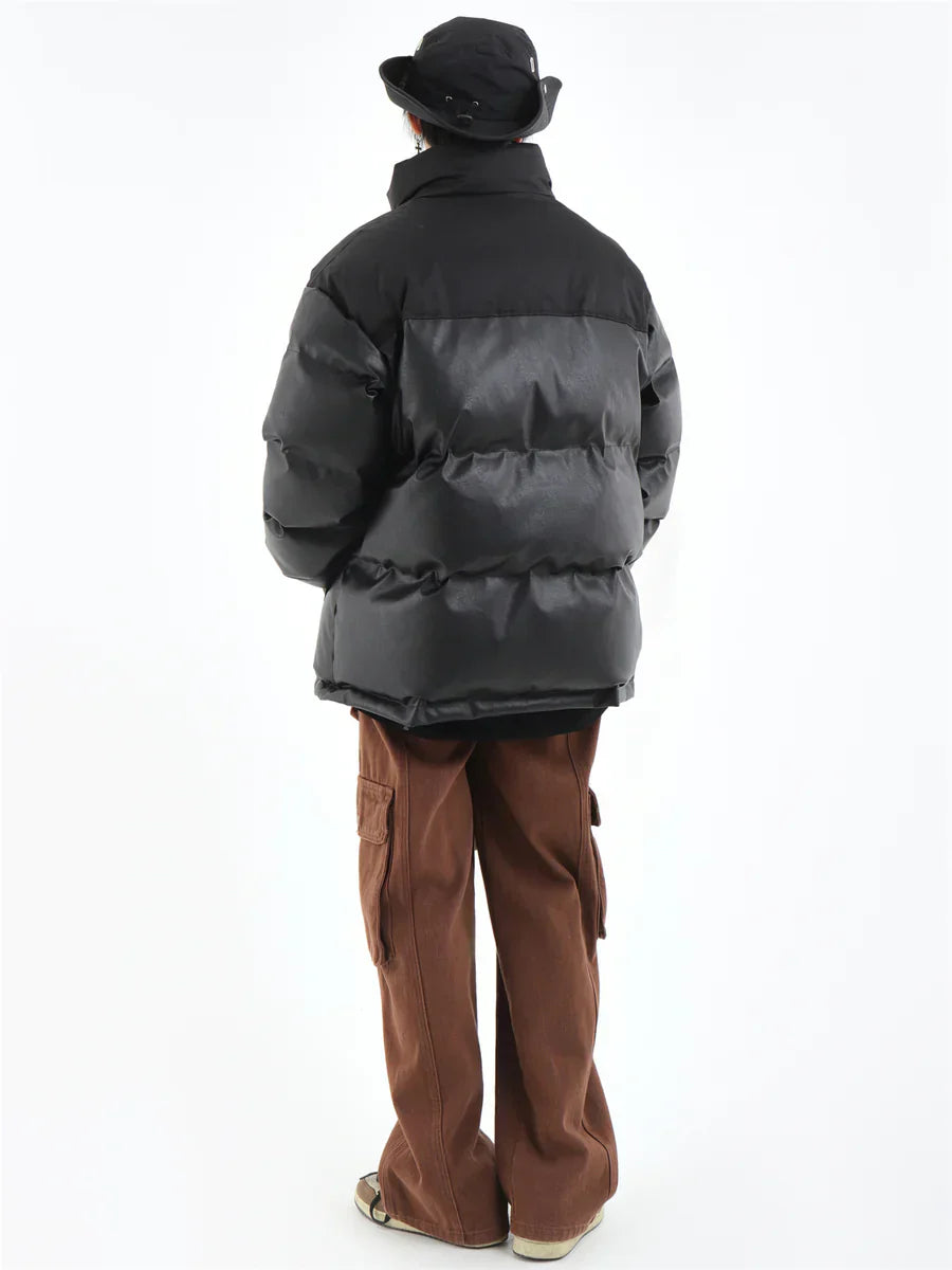 [INSstudios] PU LEATHER COTTON ZIPPER JACKET   FE0461