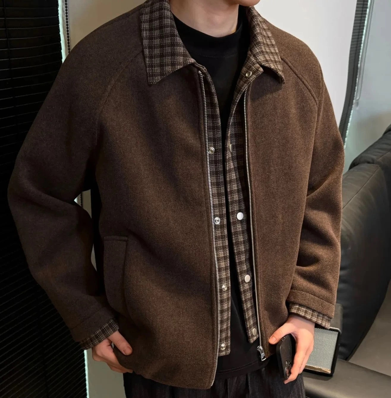 Men’s Loose-Fit Sheep Wool Padded Jacket   FE0075