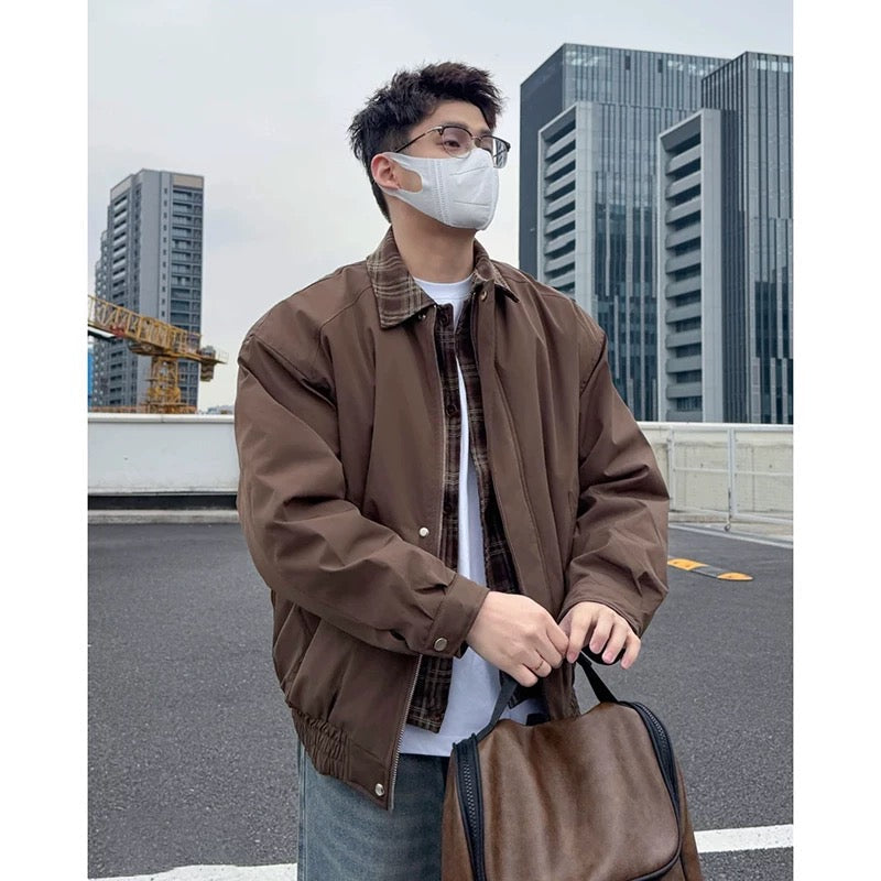 Men’s Retro American Plaid Lapel Jacket   FE0079