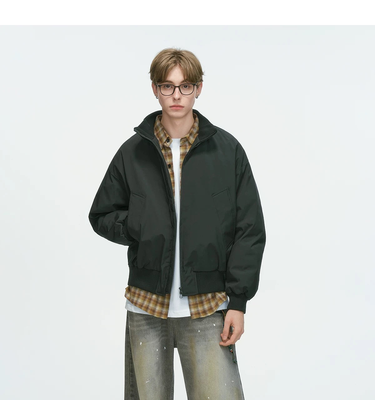 Stand Collar Down Jacket – Minimalist Warm Puffer for Winter Street Style   FE0073