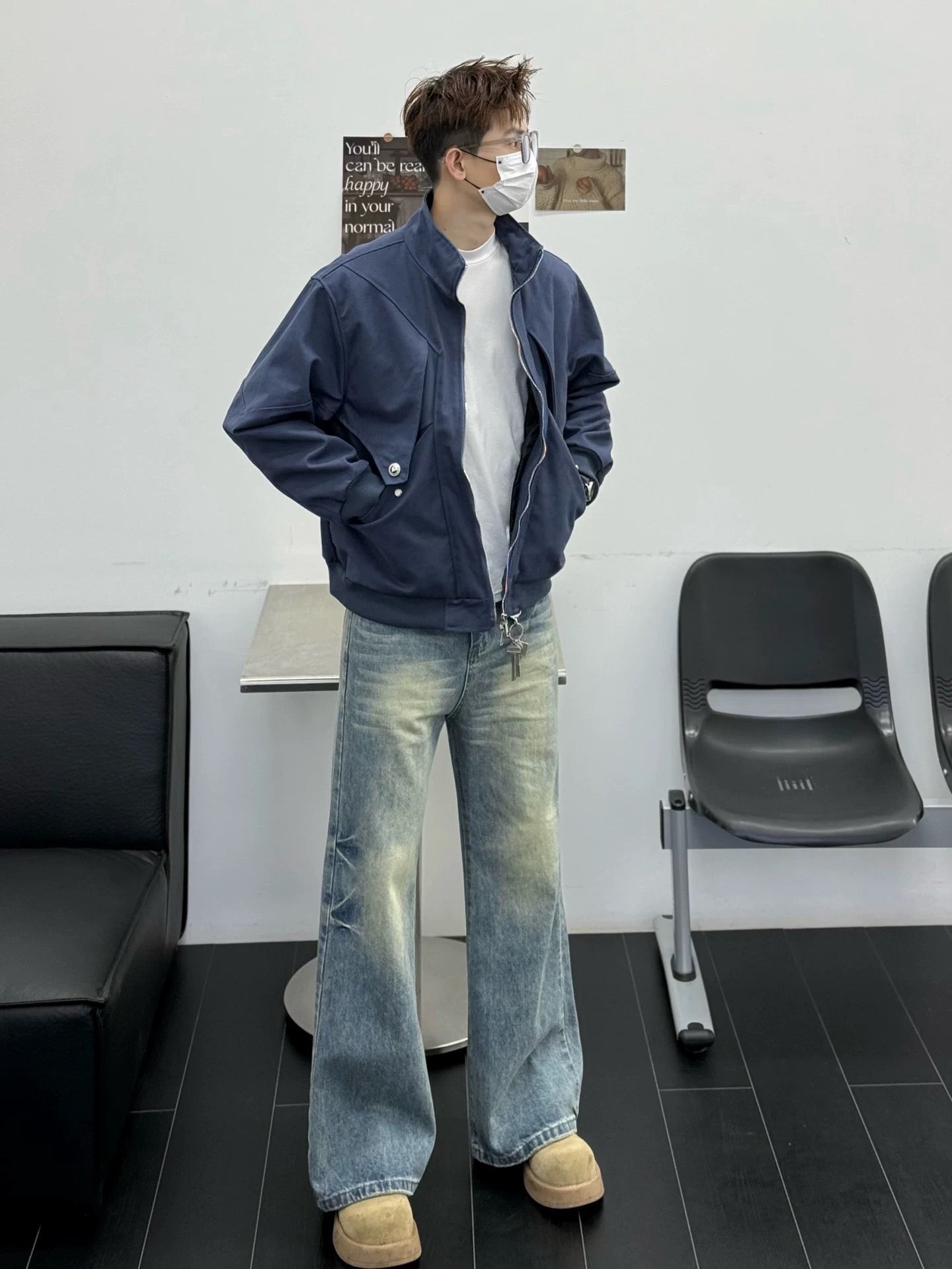 Men’s Stand Collar Jacket – Minimal Clean Fit Streetwear Outerwear   FE0048