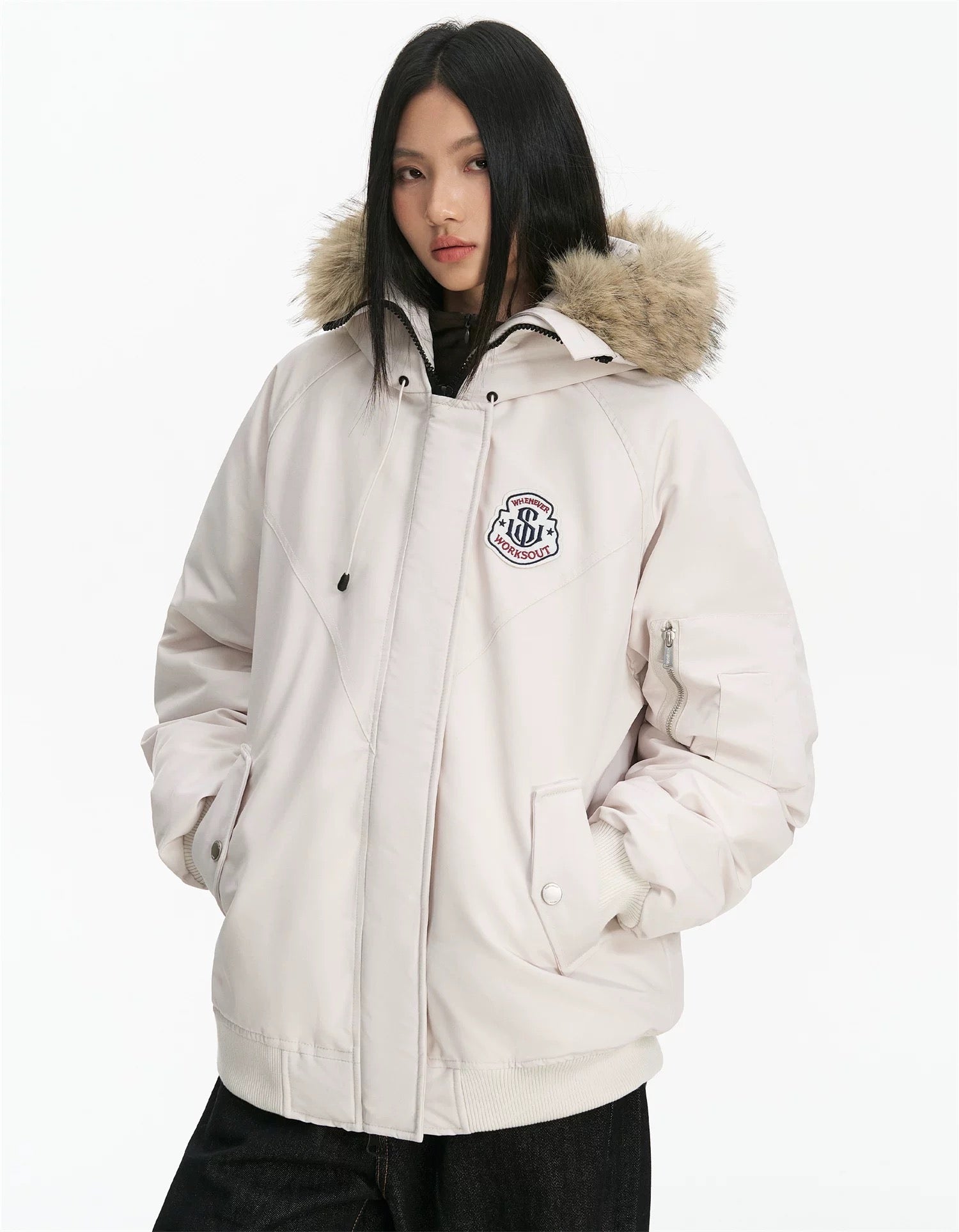 Detachable Fur Hooded Parka – Vintage American Winter Cotton Jacket  FE0345