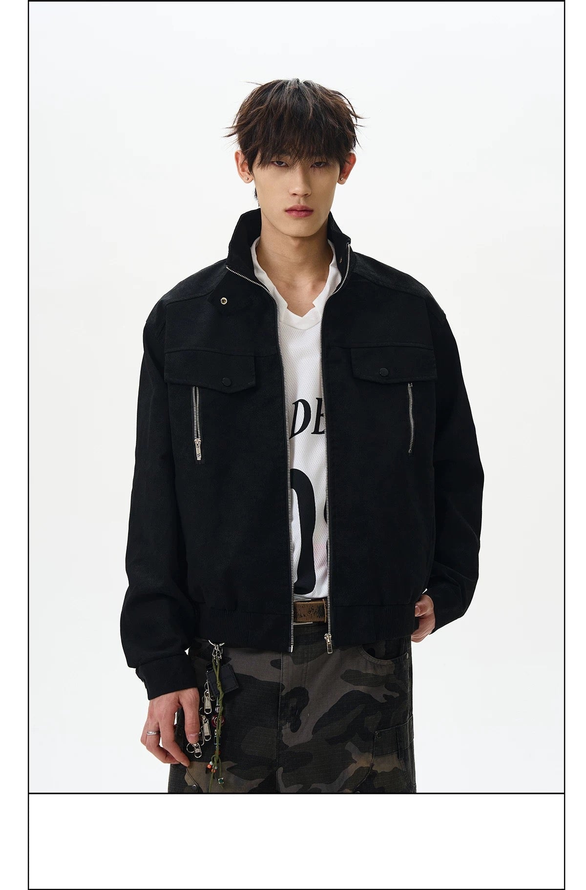 Men’s Stand-Collar American Streetwear Jacket   FE0086