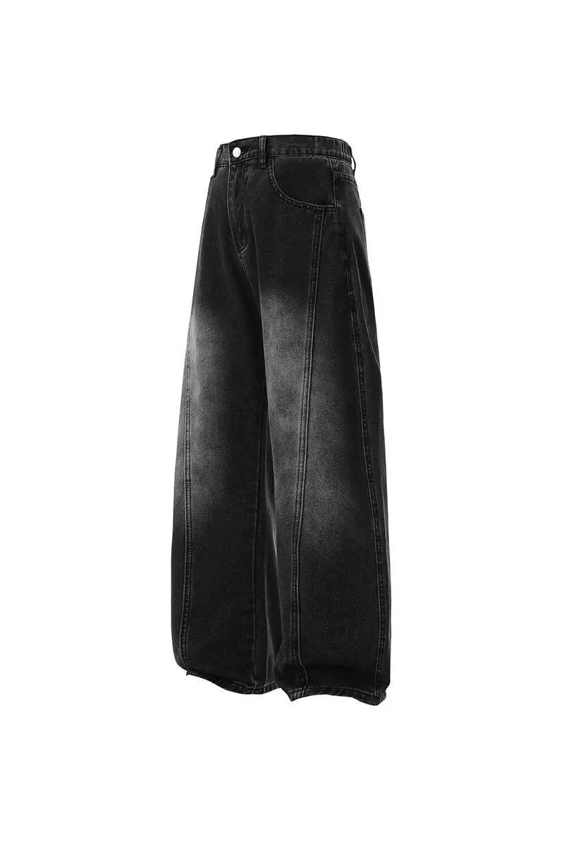 Men’s Retro Arc Panel Loose-Fit Denim Jeans FE0081