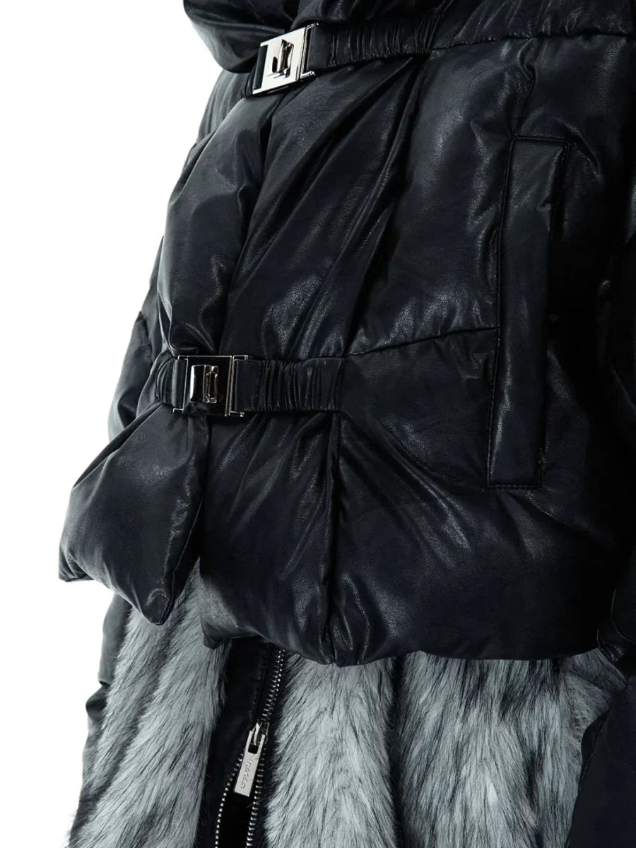 [CULTUREE] FAKE TWO-PIECE DESIGN FUR COTTON JACKET   FE0489