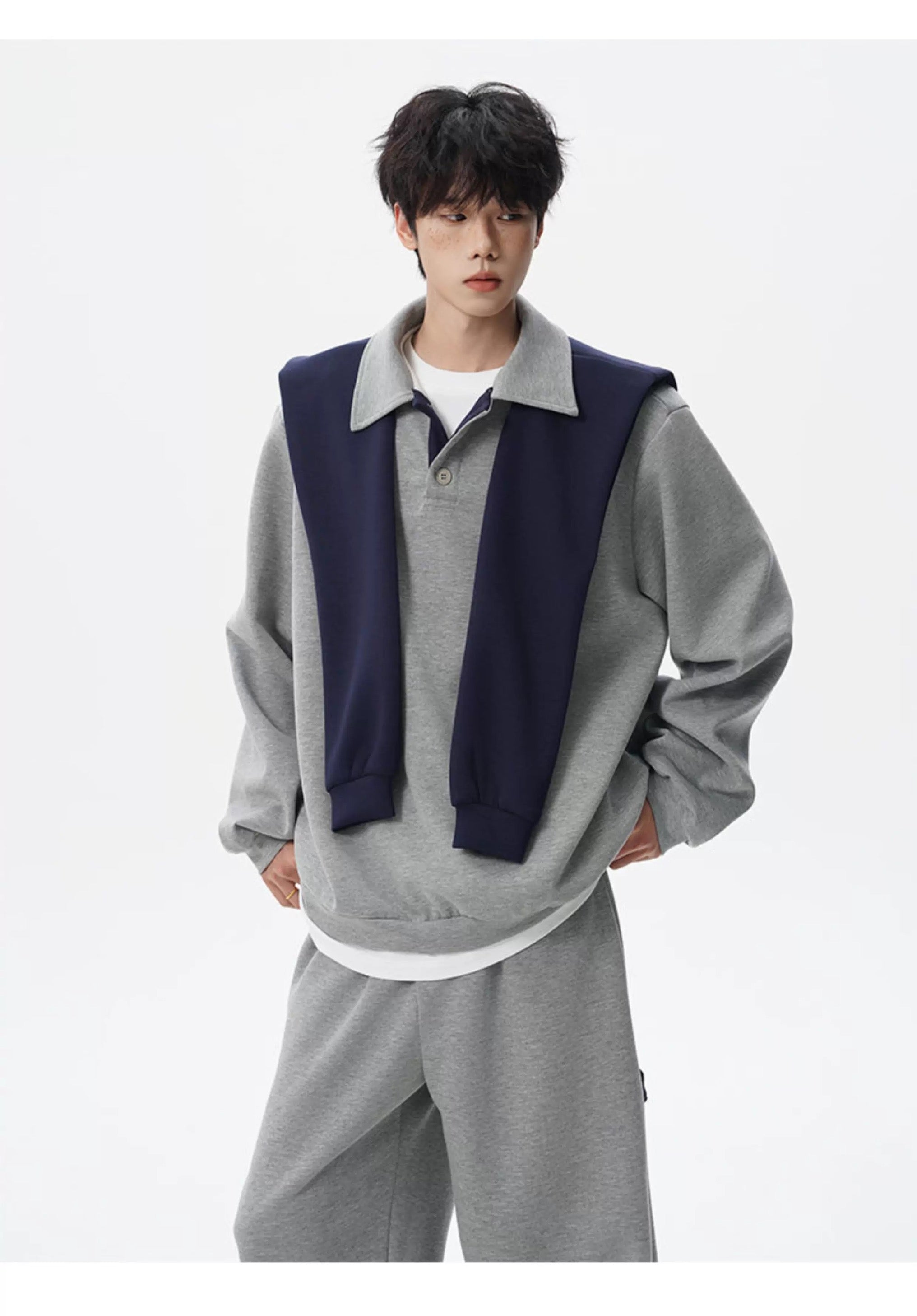 Vintage American Shawl Collar Pullover Hoodie – Retro Loose Fit Streetwear Sweatshirt  FE0049