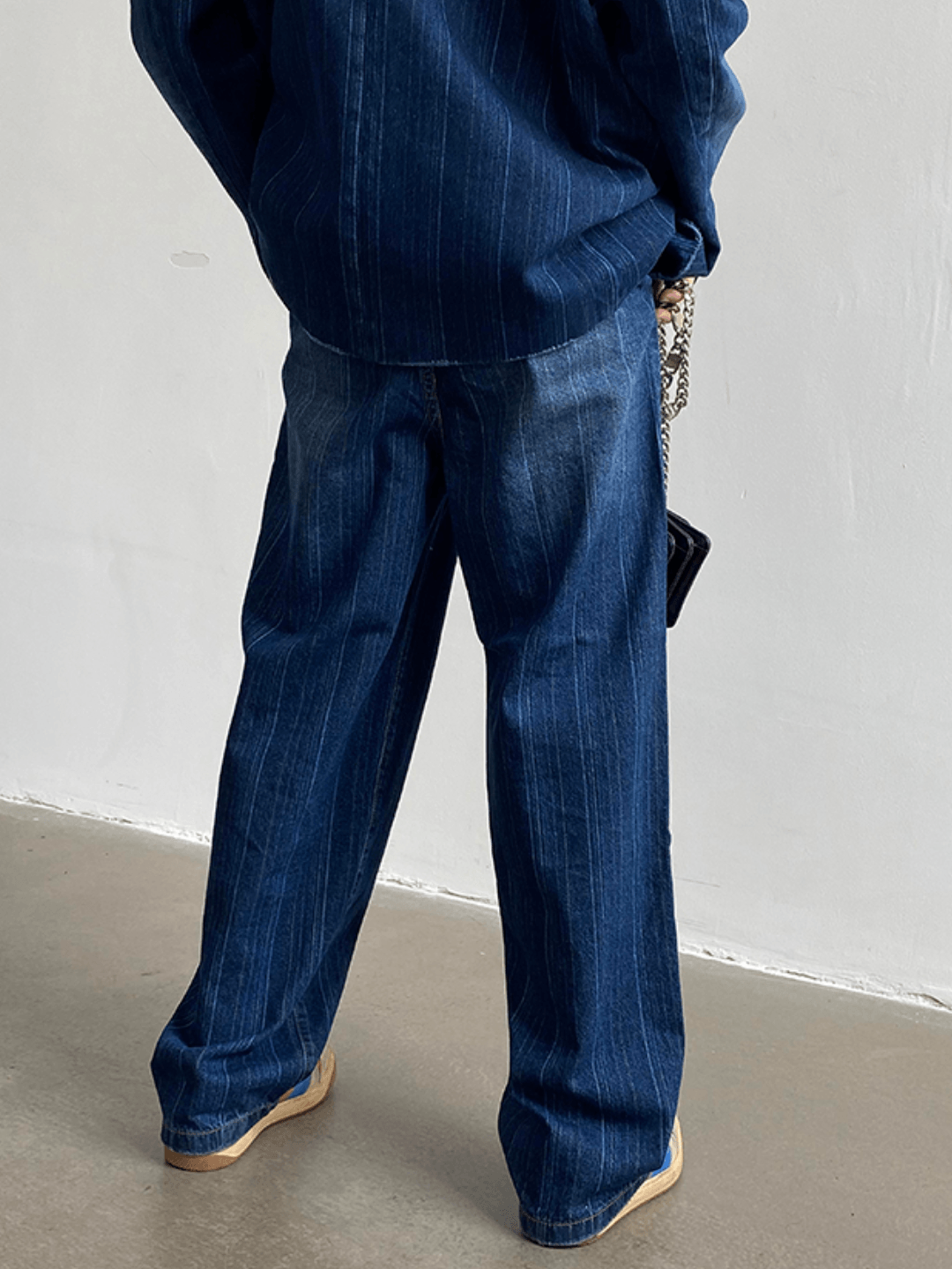 [GENESISBOY] Washed striped loose denim suit  FE0609