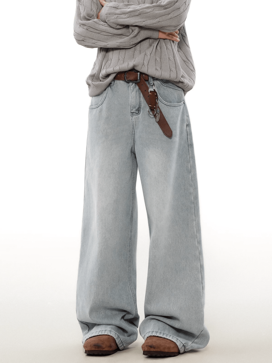 loose straight washed jeans FE0442