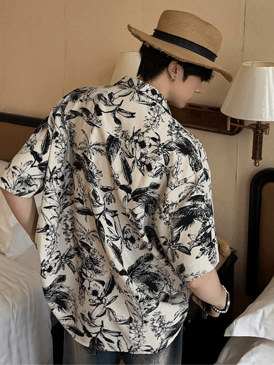 [JM HOMME] Tide Printed Short-sleeved Shirt   FE0557