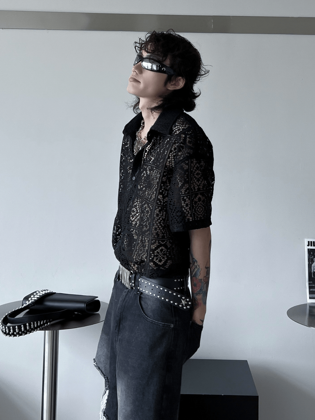 hollow design sense loose shirts FE0560