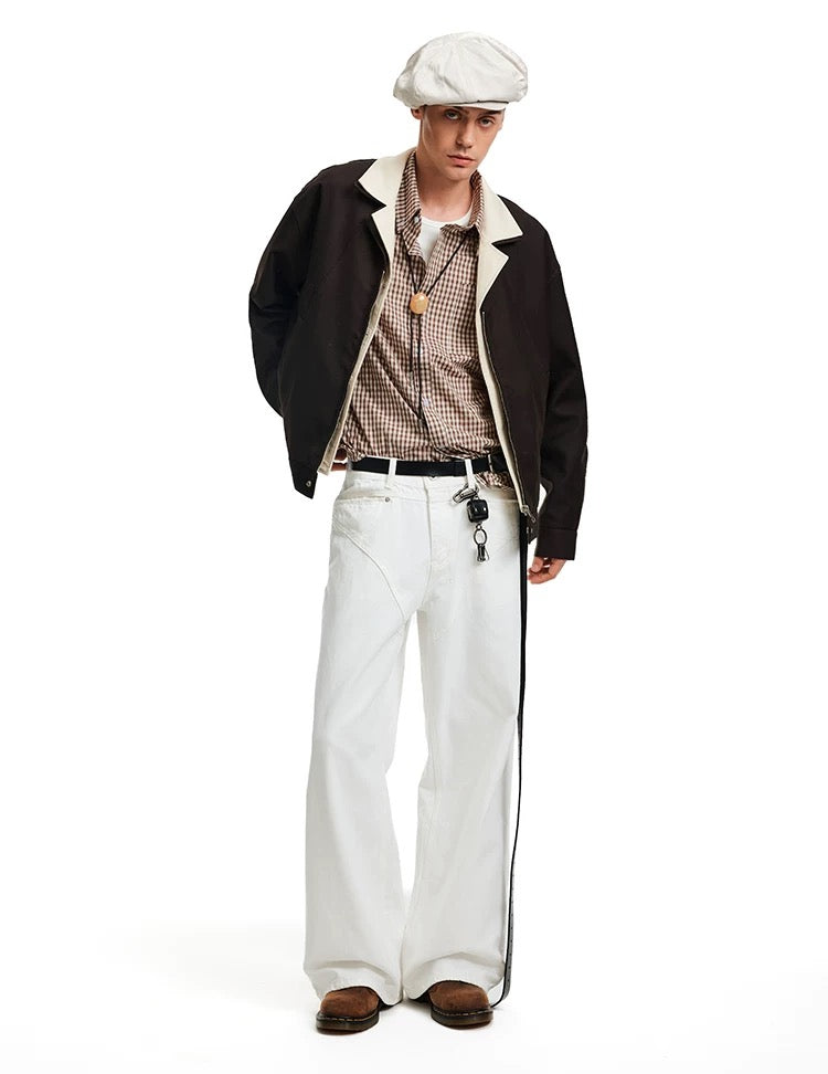 Men’s Deconstructed Layered Jacket – Vintage Minimal Street Outerwear   FE0034