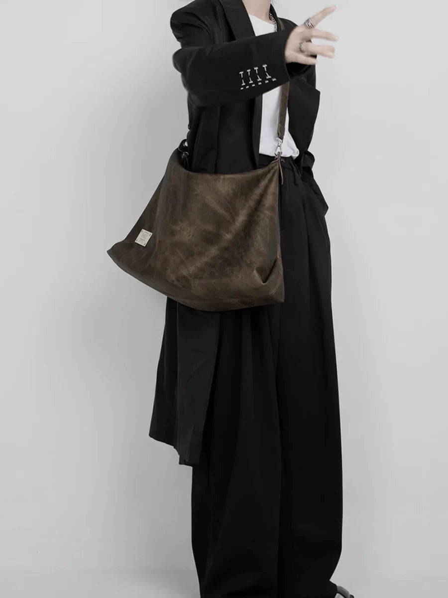[LUCKYSTUDIO]LARGE SOFT LEATHER SHOULDER CROSSBODY BAG   FA113