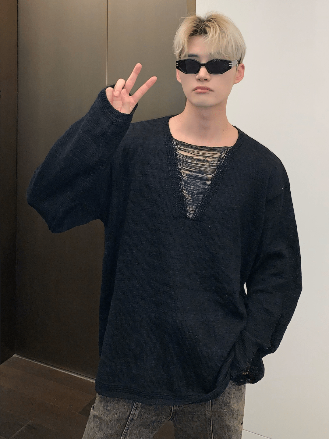 [CUIBUJU] V-neck loose trend within shirt   FE0552