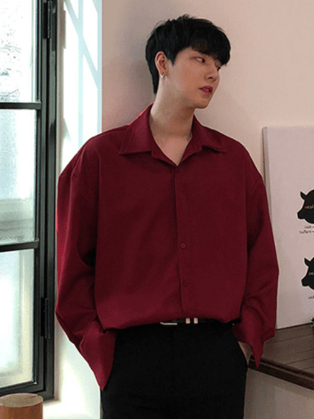 [DAVID&ME] Handsome Ice Silk Shirt   FE0558