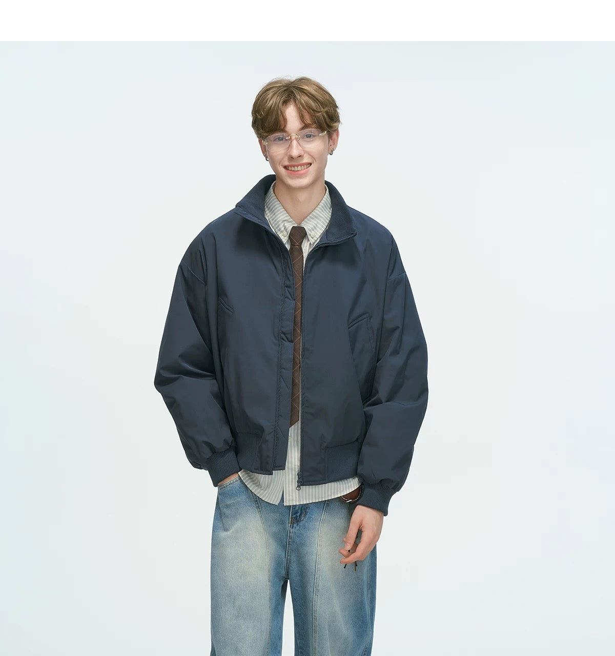 Stand Collar Down Jacket – Minimalist Warm Puffer for Winter Street Style   FE0073