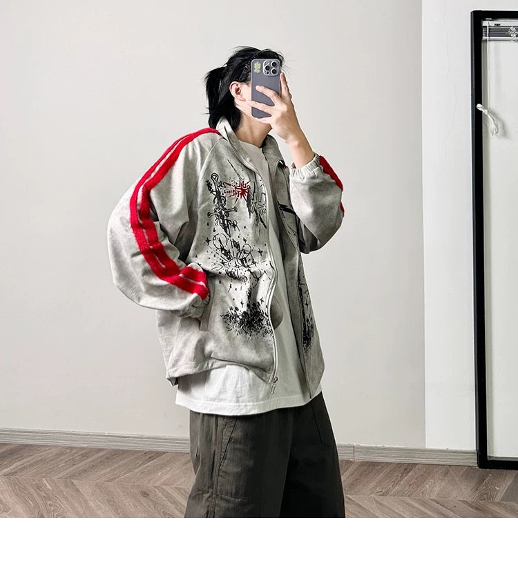 Men’s Printed Color-Block Fleece Jacket  FE0333