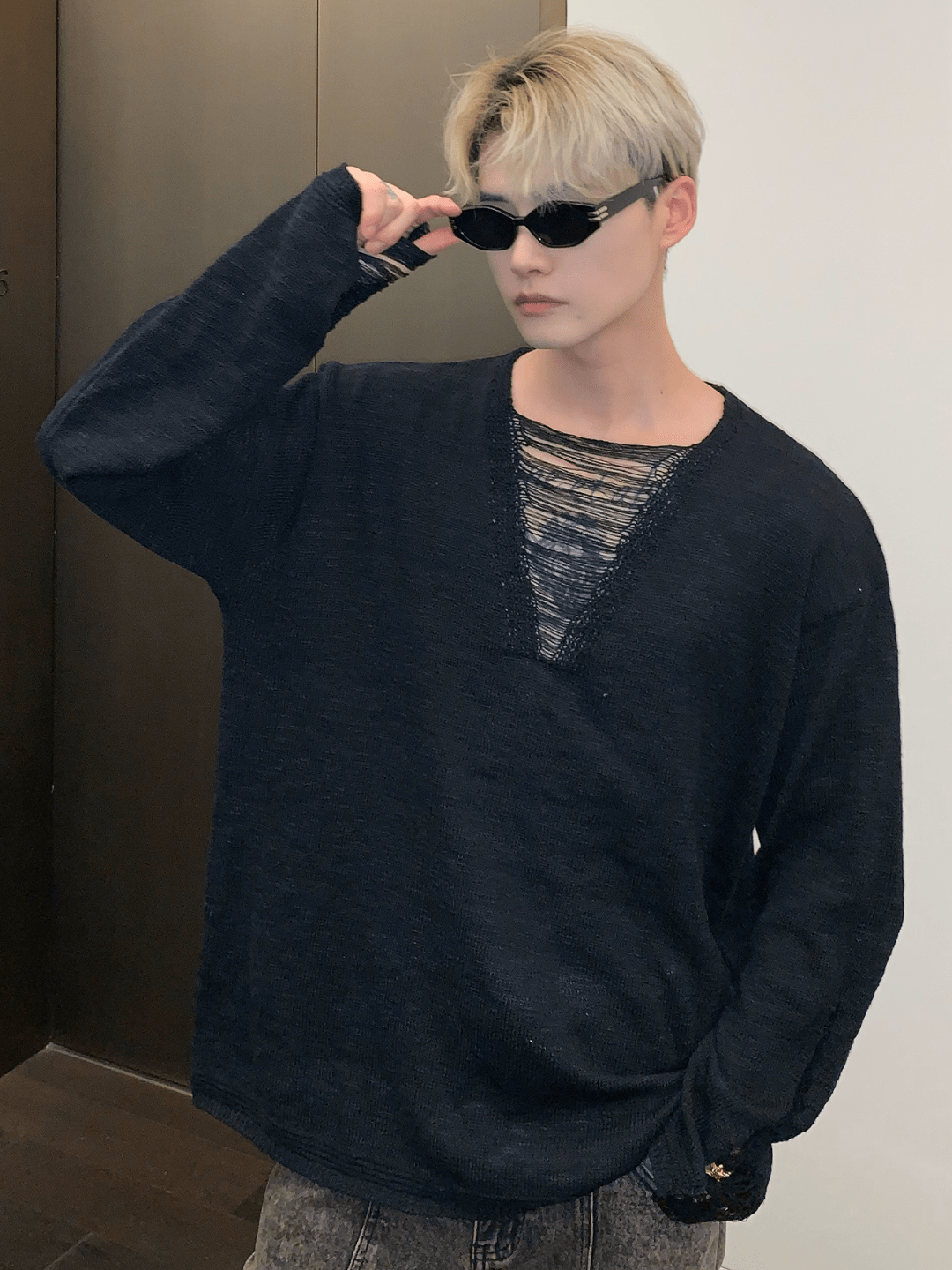 [CUIBUJU] V-neck loose trend within shirt   FE0552