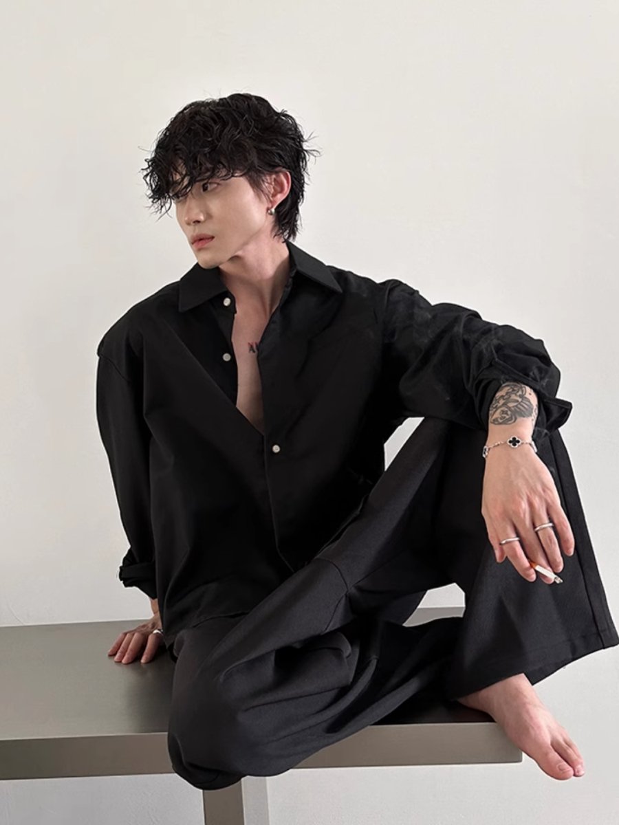 [GENESISBOY] short long-sleeved shirt  FE0555