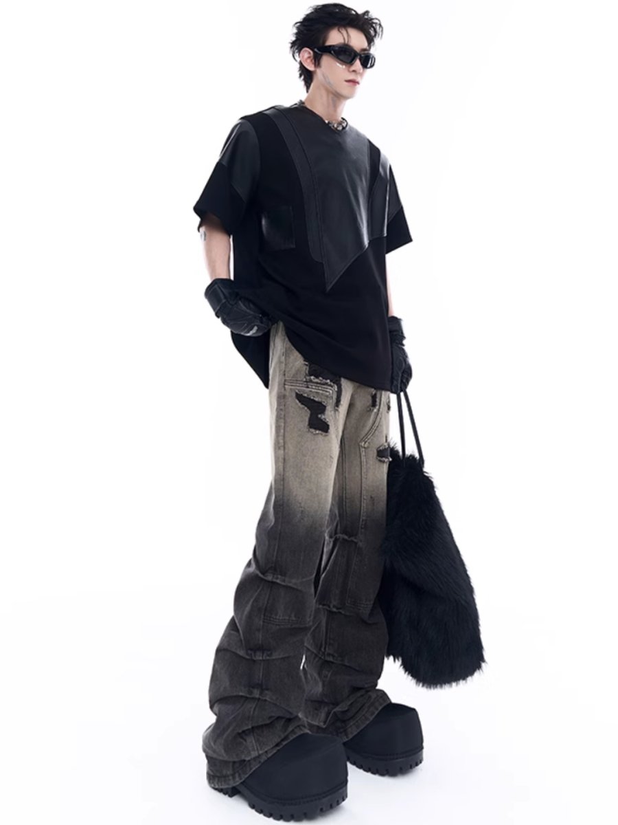 damage denim pants  FE0433