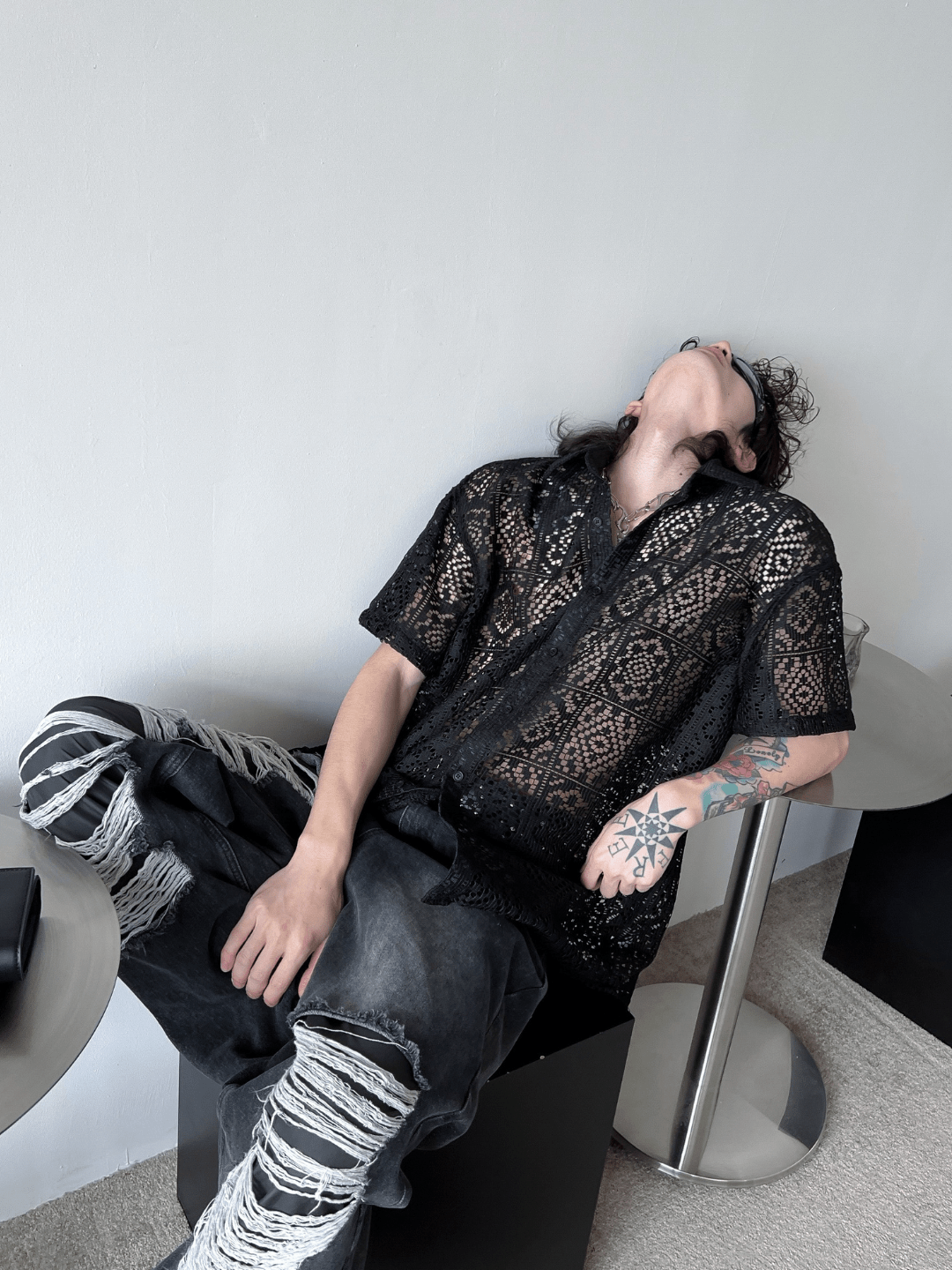 hollow design sense loose shirts FE0560