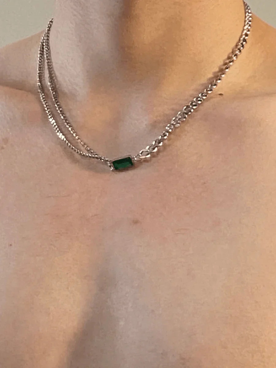 SQUARE GREEN DIAMOND NECKLACE   FA123