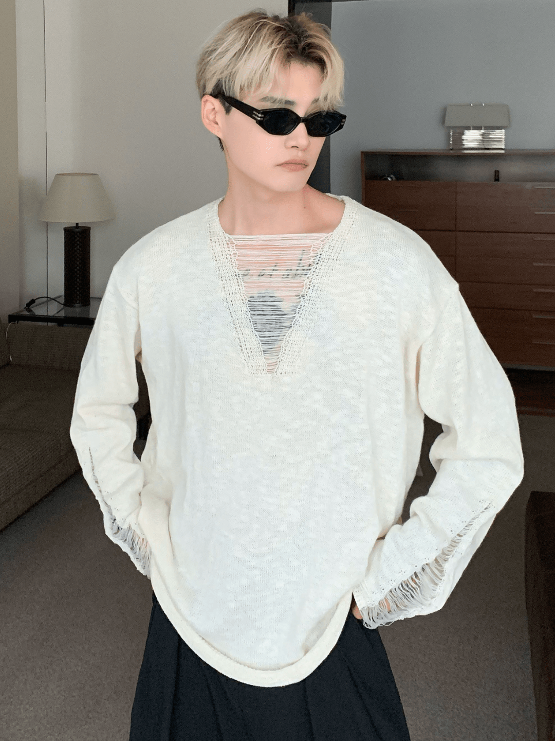 [CUIBUJU] V-neck loose trend within shirt   FE0552