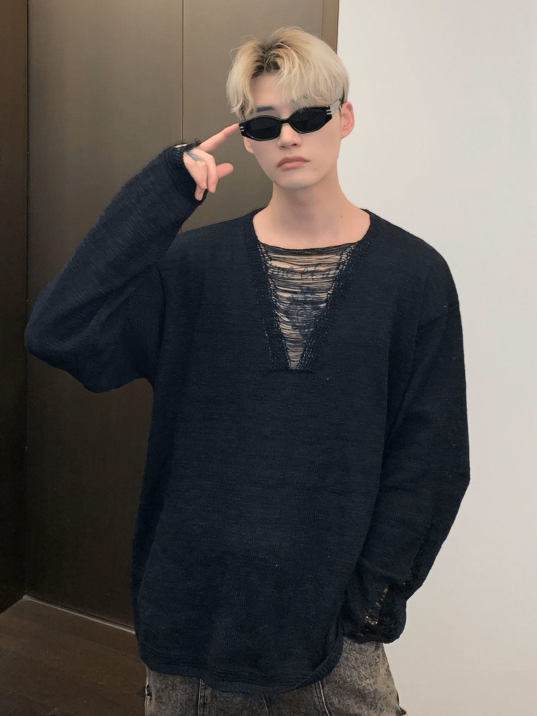 [CUIBUJU] V-neck loose trend within shirt   FE0552