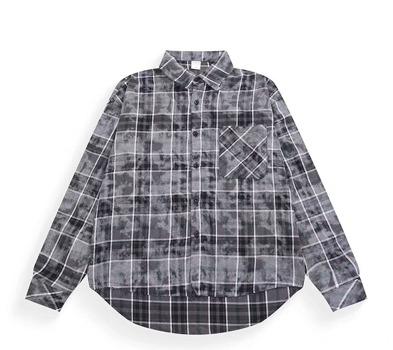 Men’s Plaid Overshirt Jacket – American Casual Vintage Streetwear Outerwear   FE0298