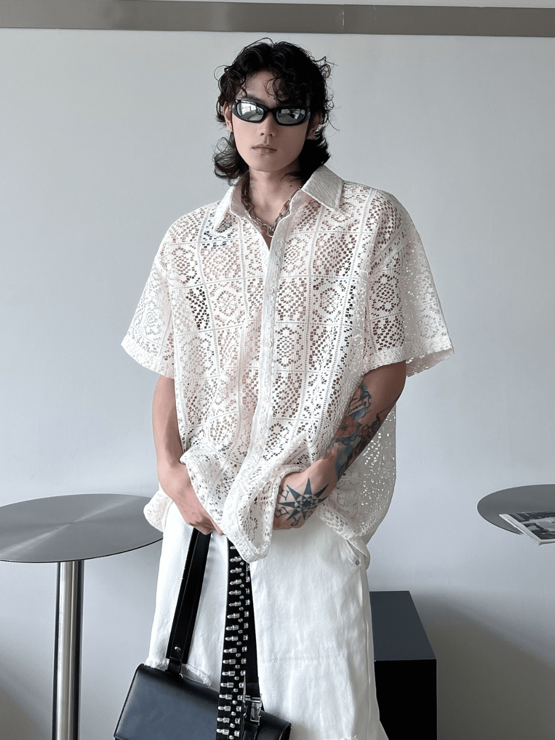 hollow design sense loose shirts FE0560