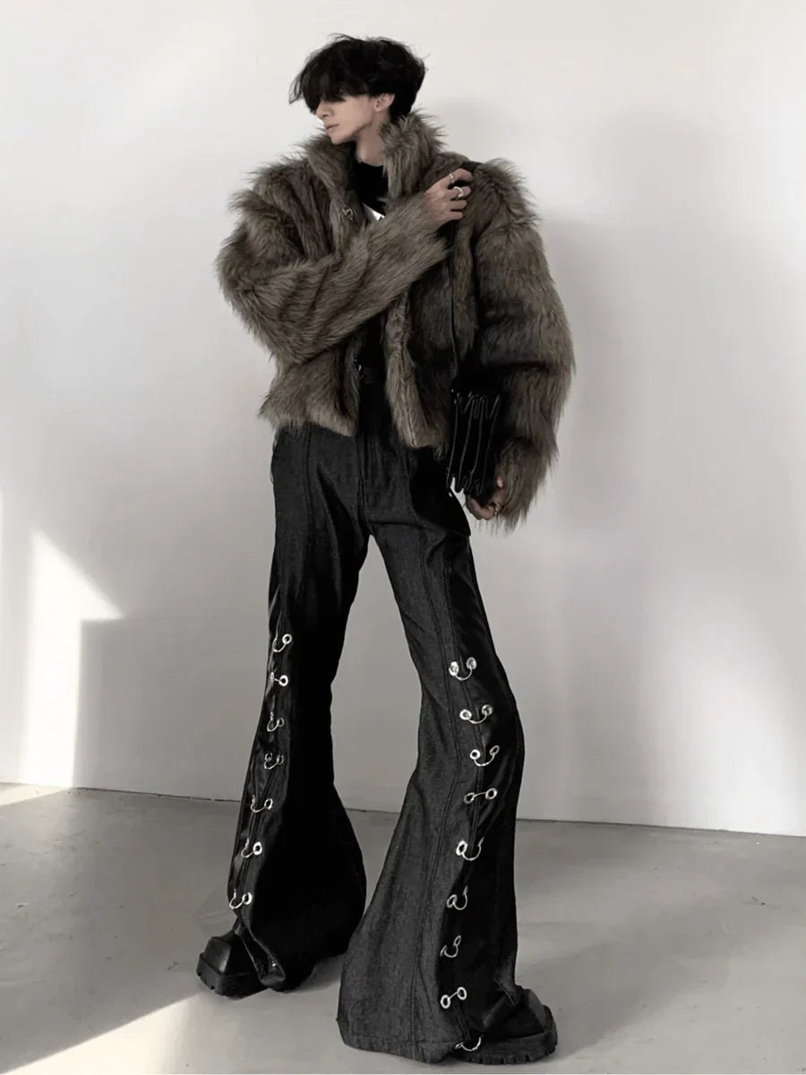 LONG HAIRY SHORT SECTION FAUX FUR COAT FE0459