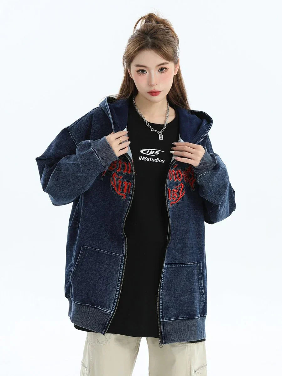 GOTHIC LETTER LOGO DENIM JACKET   FE0122