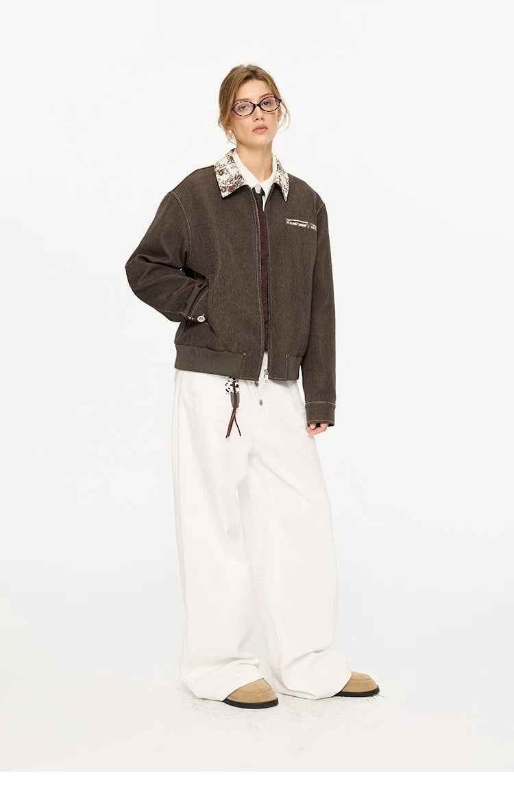 Men’s Contrast Collar Dyed Jacket with Floral Lining – American Vintage Street Outerwear FE0031
