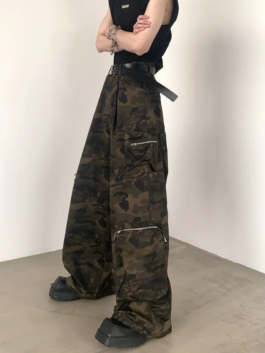CAMOUFLAGE WIDE LEG POCKETS WORK PANTS FE0402