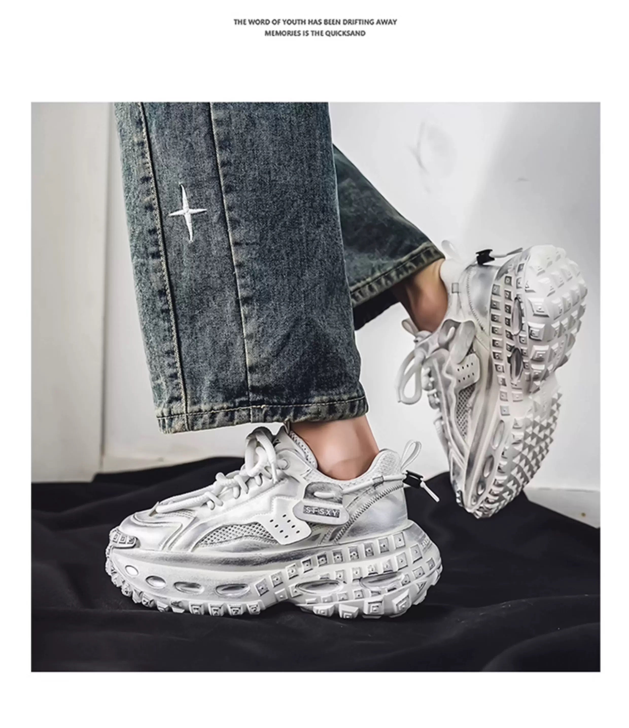 Men’s 2025 New Chunky Sneakers Tire Sole Platform Dad Shoes Fashion Street Style Casual Running ShoesS0016