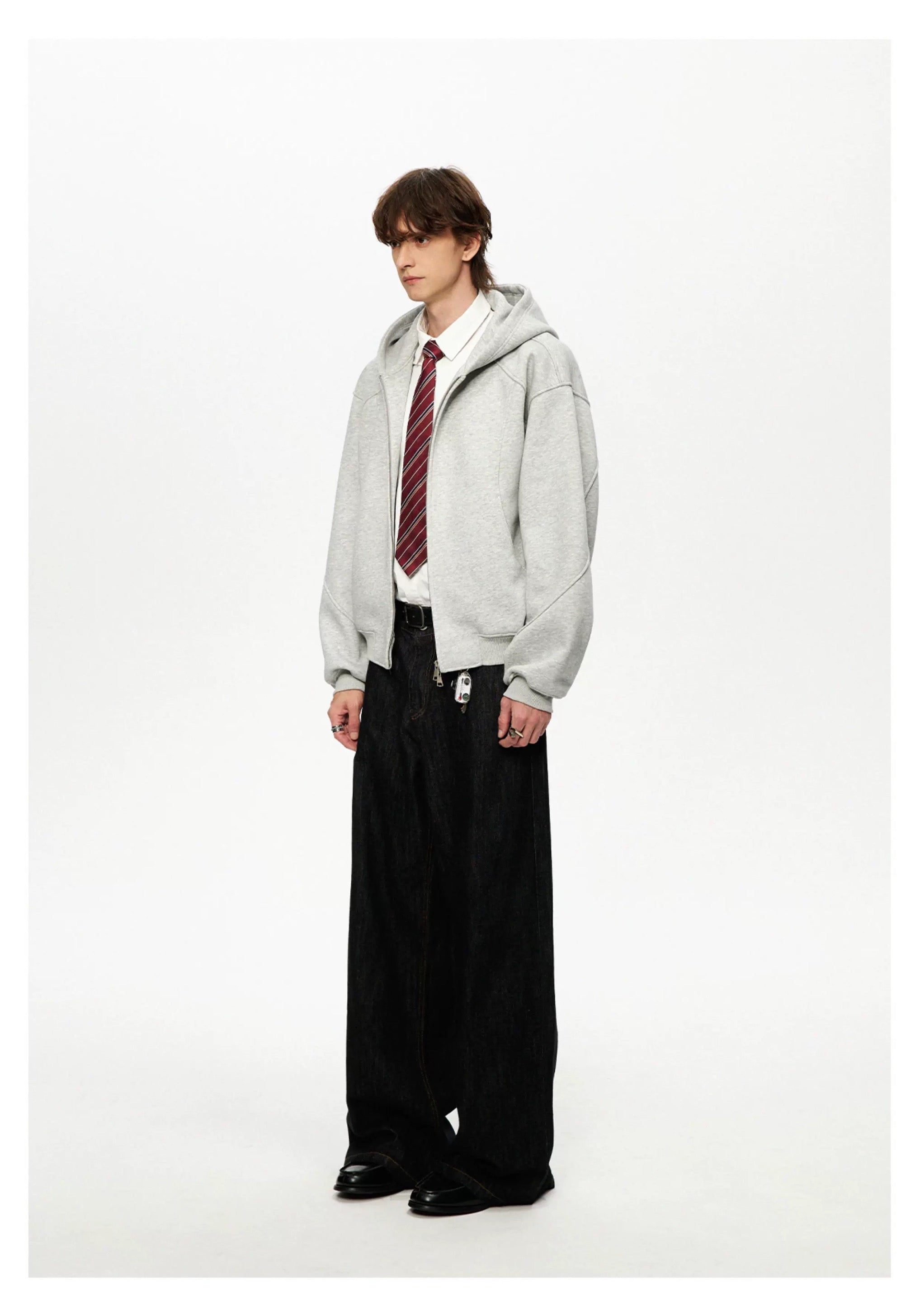 Men’s Cropped Zip-Up Hoodie – American Street Minimal Short Hoodie Jacket FE0003