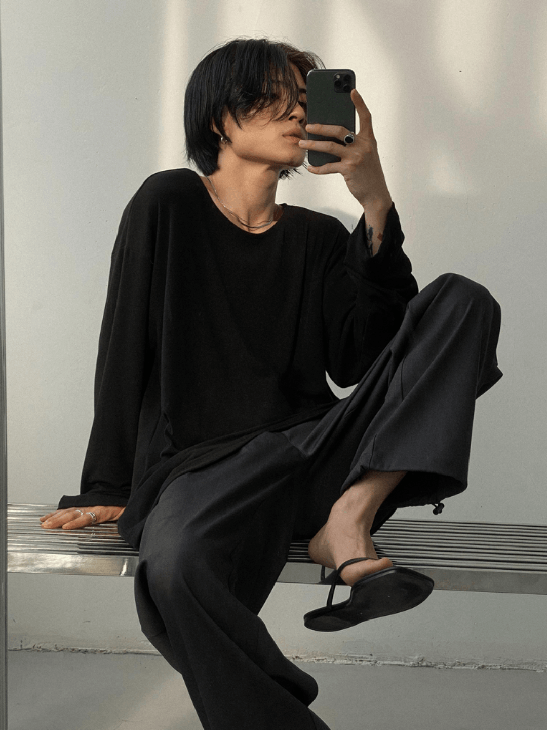 [GENESISBOY] Wool feel fabric high T-shirt   FE0546