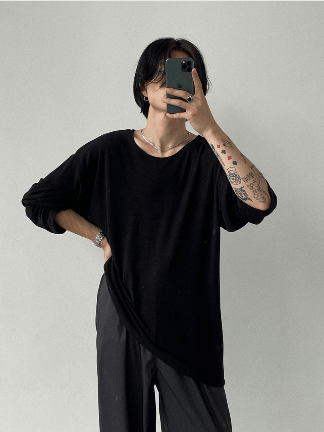 [GENESISBOY] Wool feel fabric high T-shirt   FE0546