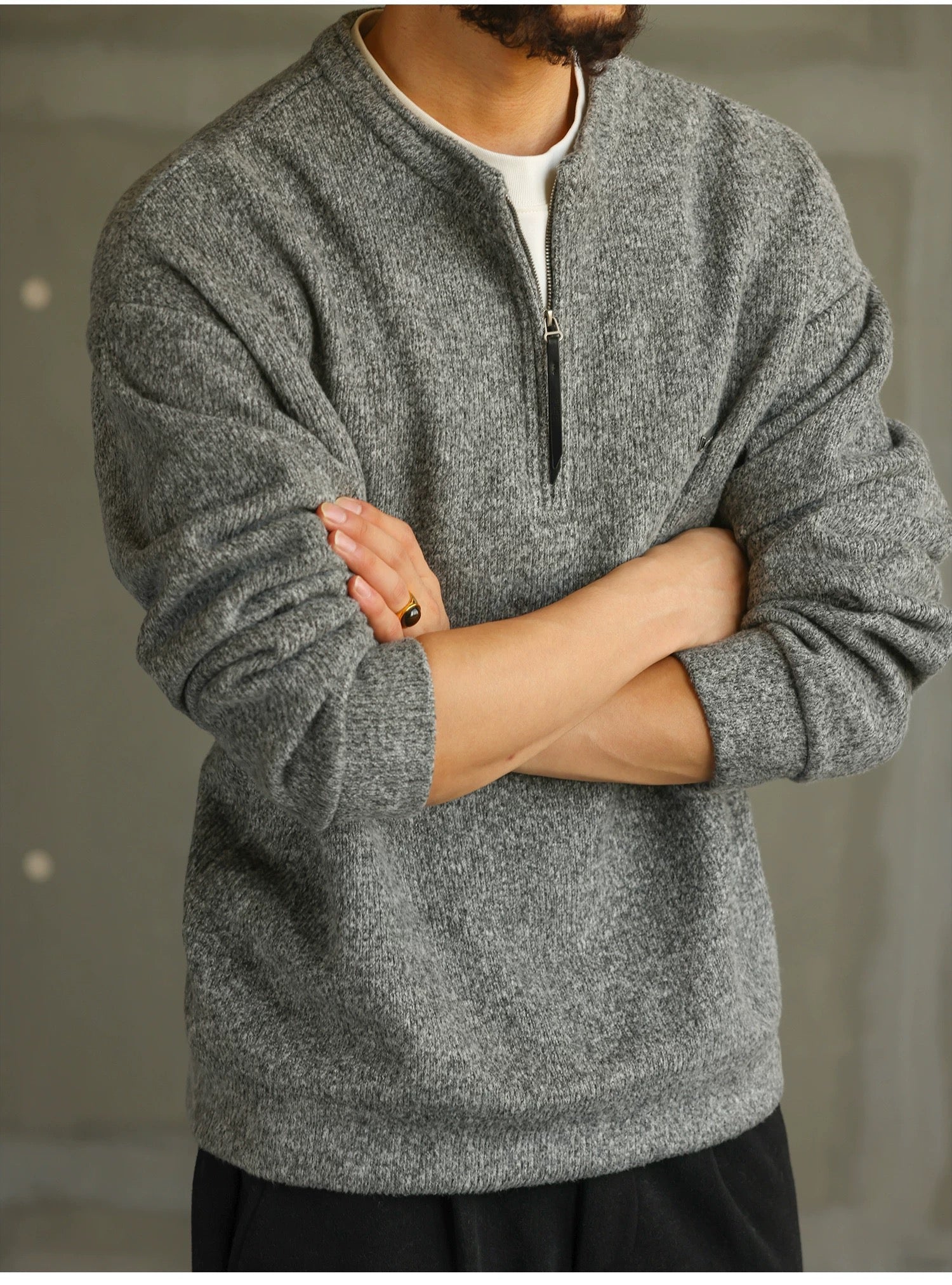 Men’s Zip-Up Knit Cardigan Sweater FE0359