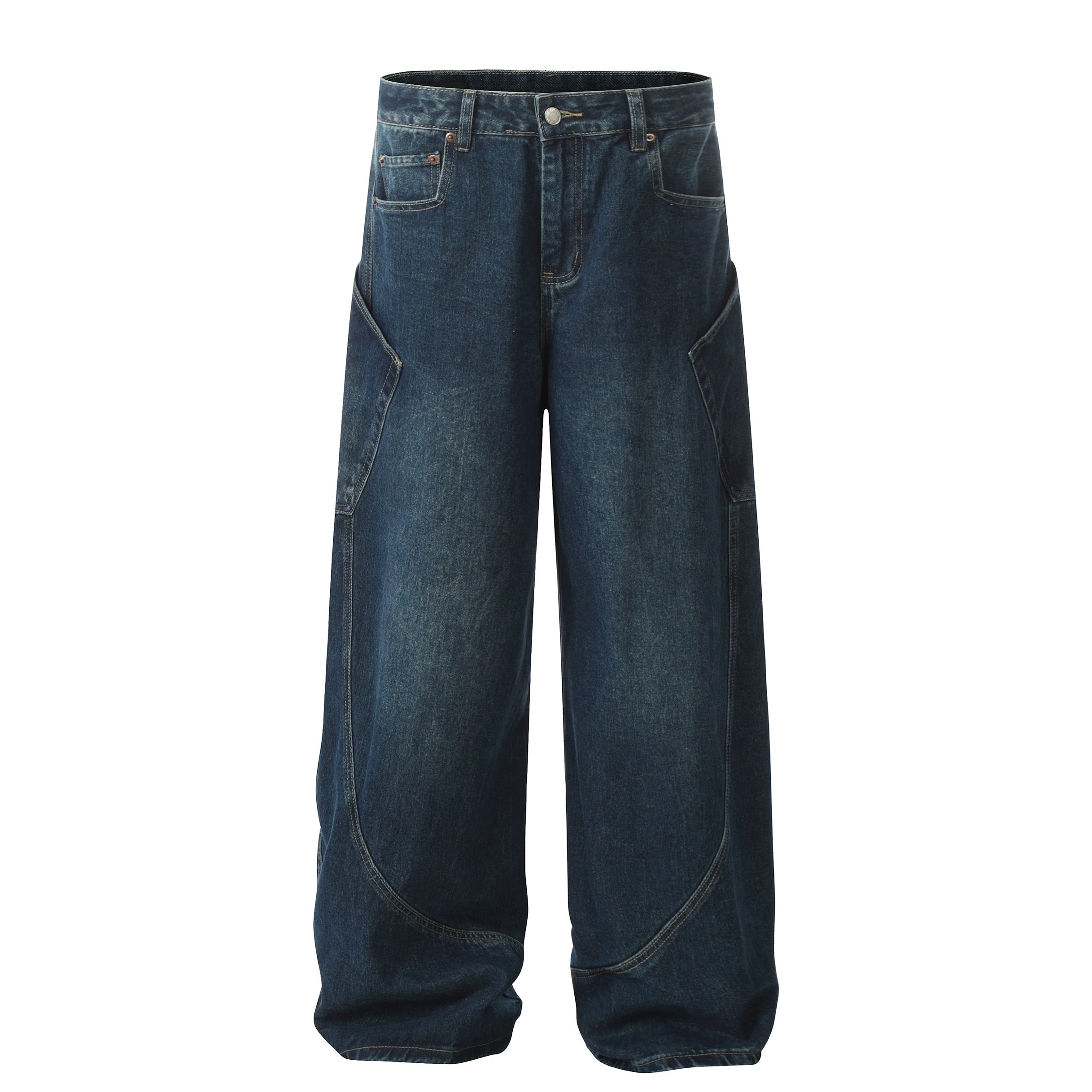 Vintage American Multi-Pocket Jeans – Loose Fit Workwear Street Denim Pants  FE0050