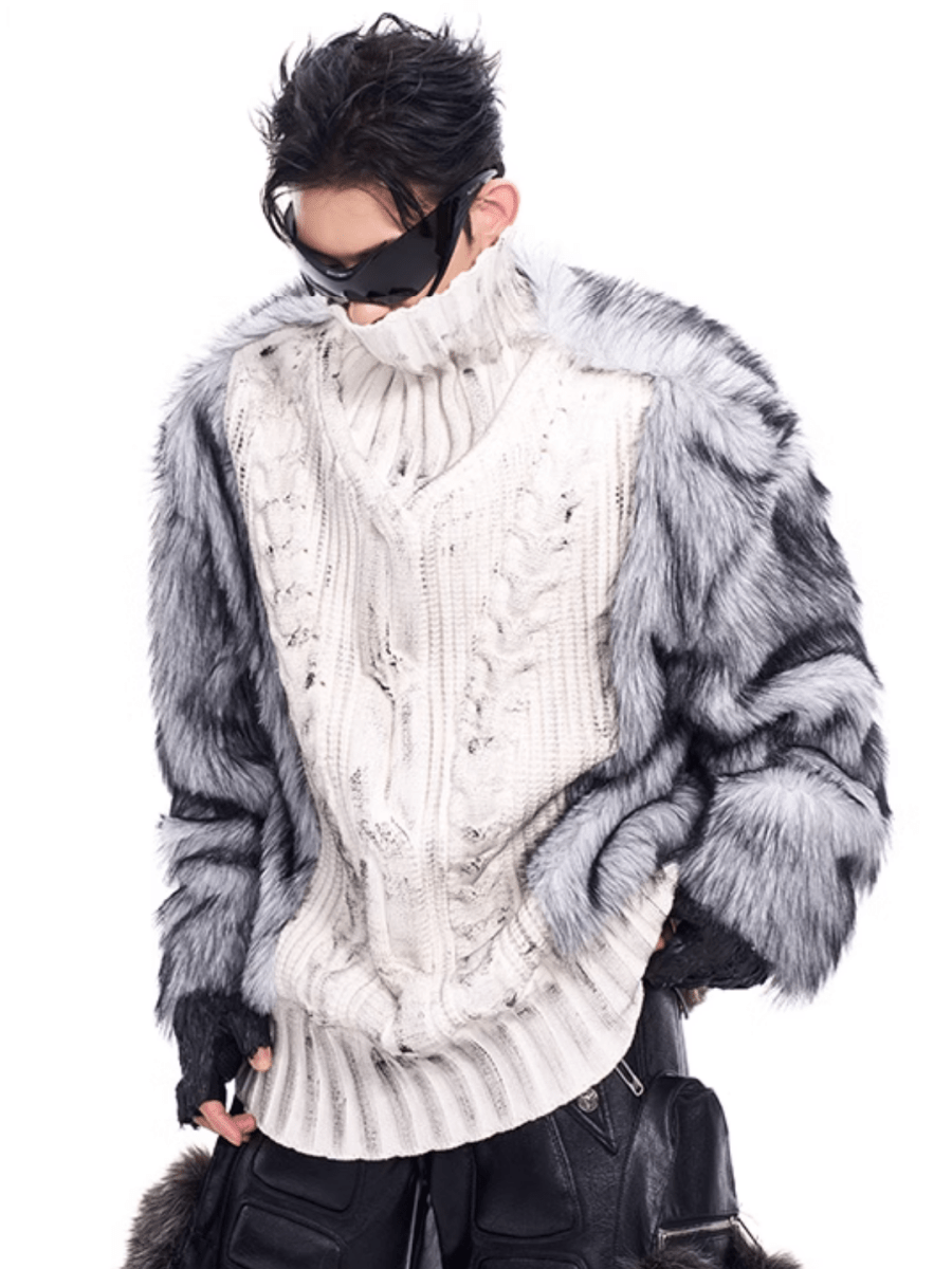 [STARTEXCEEDEND] Fur turtleneck sweater FE0661