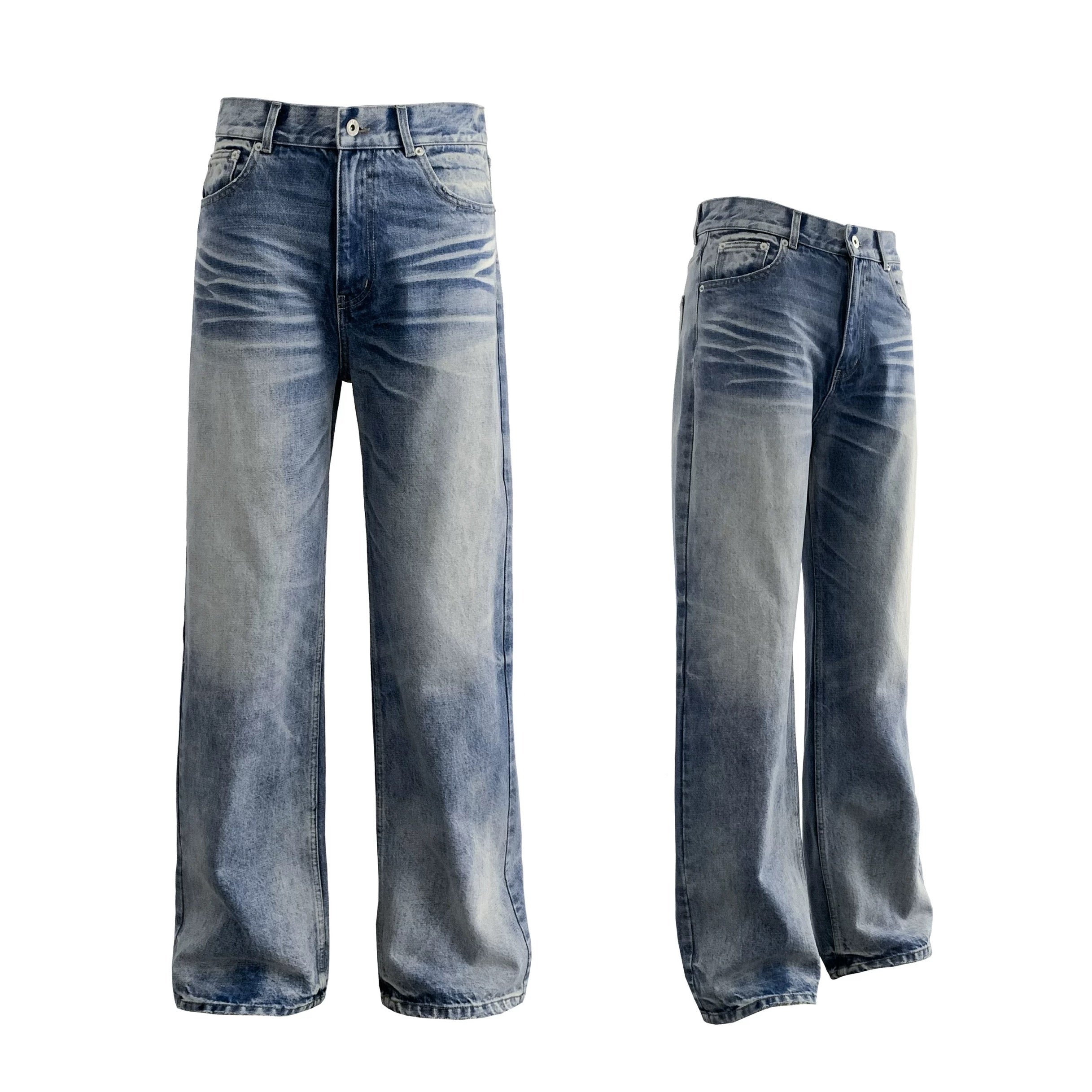Washed Blue Straight-Leg Denim Jeans  FE0065