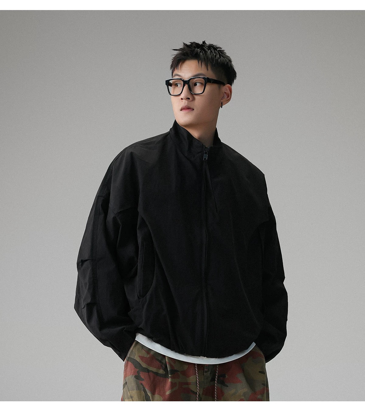 American Stand-Collar Jacket – Vintage Minimalist Streetwear Outerwear   FE0351